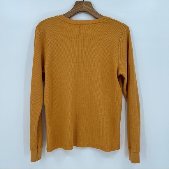 Anthropologie Back When "Do Good" Waffle Thermal Long Sleeve Top in Mustard M - Picture 4 of 8